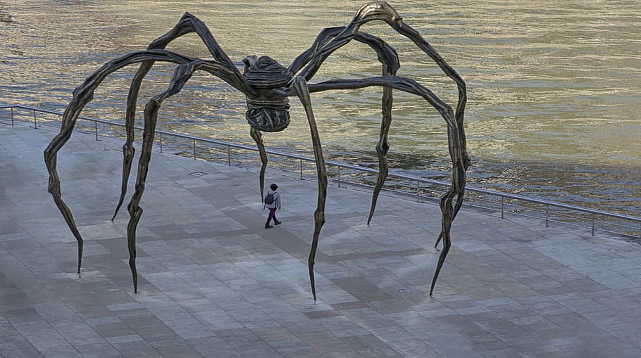 escultura, araña, bilbao, museo guggenheim, insecto, guggemheim, araña gigante, louise burguesa, agua, metal