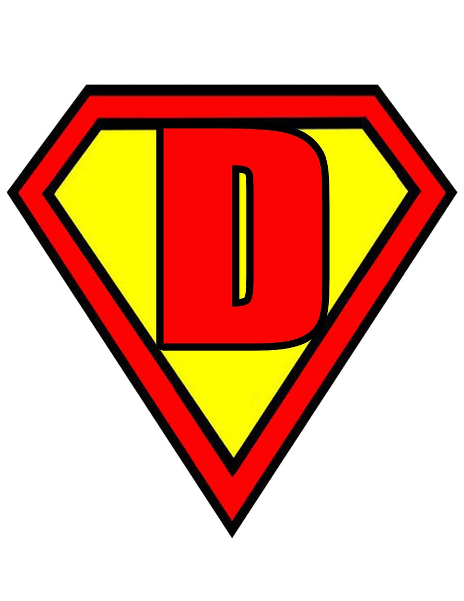 yellow, red, d, logo, letter, superman, style, flags, decoration, sign