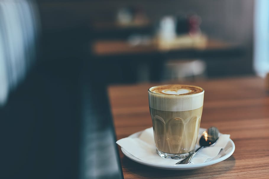 selective, focus photography, drinking cup, cappuccino, coffee, cafe, wood, hot, mug, cup