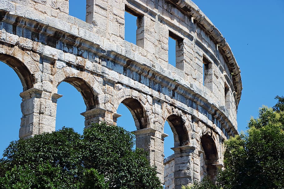 Amphitheater, Arcade, Roman, Building, ruined, rom, kolossszeum, past, póla, croatia