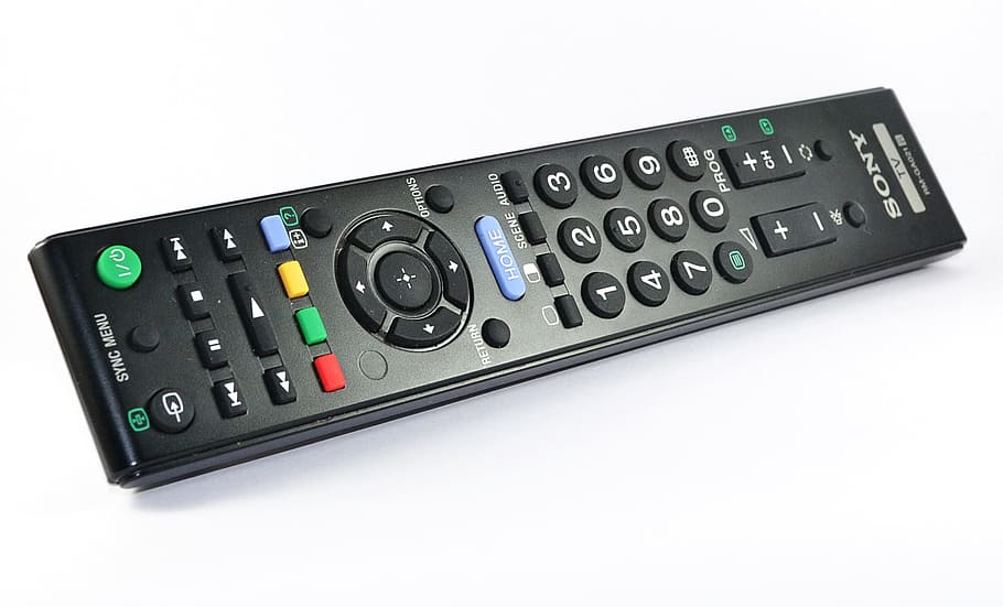 close-up photo, black, sony, remote, Remote Control, Control, Tv, Television, tv, electronic, infra red