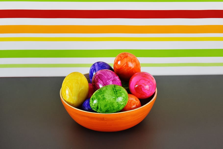 brown, bowl, Easter Eggs, Colorful, Happy Easter, egg, colored, colorful eggs, color, decoration
