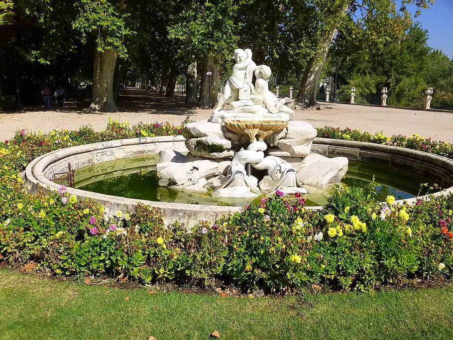 palacio real, jardines, parque, fuente boticaria, fuente, esculturas, obras de arte, histórico, españa, planta