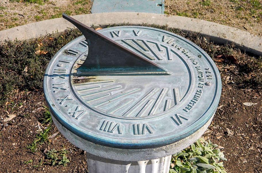 round metal sundial, 12, sundial, clock, sun, ancient, sun-dial, time, old, antique