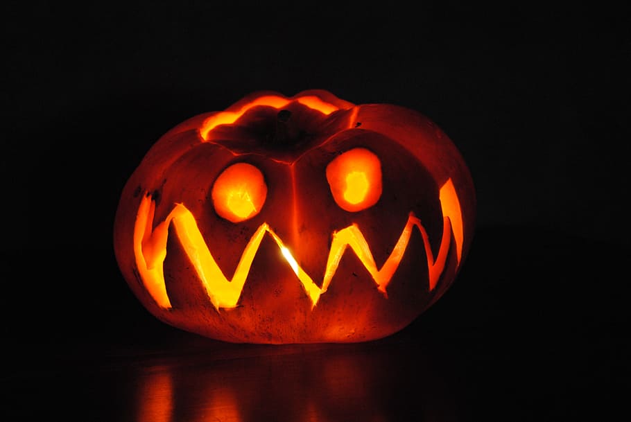 Jack-o-lantern, calabaza, halloween, fiesta, diversión, festividad, de miedo, horror, linterna, resplandor