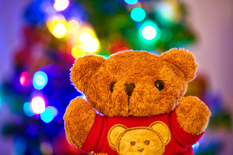 soft toy, bokeh, plush, bear, plush teddy bear, figure, toys, colorful, color, decoration