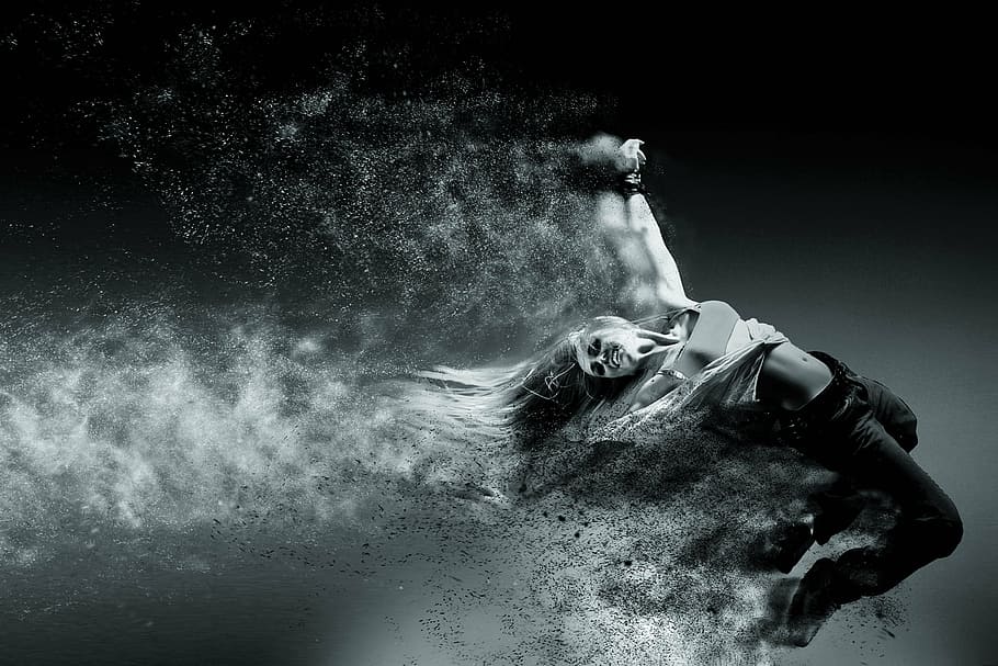 Mujer, flexión, cuerpo, digital, papel tapiz, persona, movimiento, velocidad, blanco y negro, arena