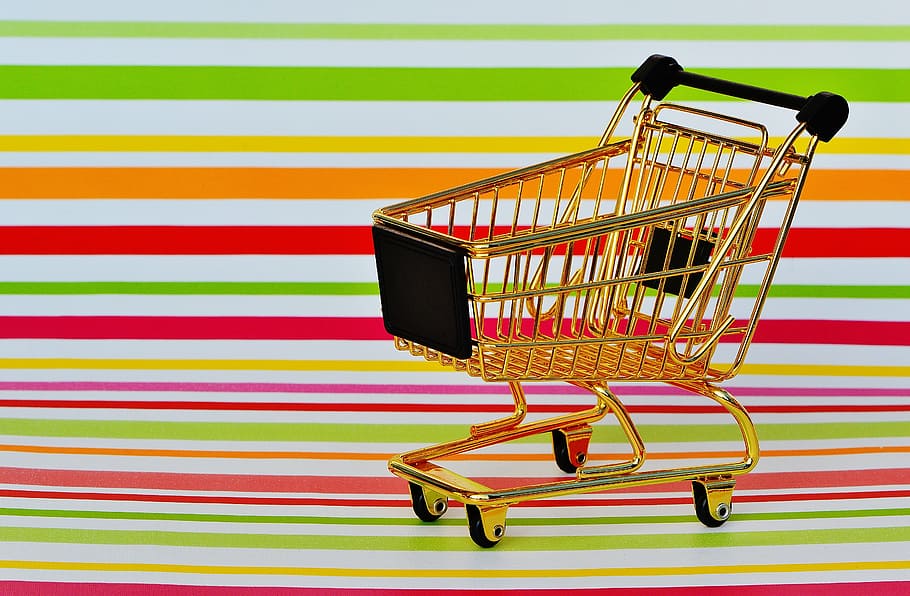 gray shopping cart, shopping cart, shopping, purchasing, candy, trolley, shopping list, food, list, trolleys