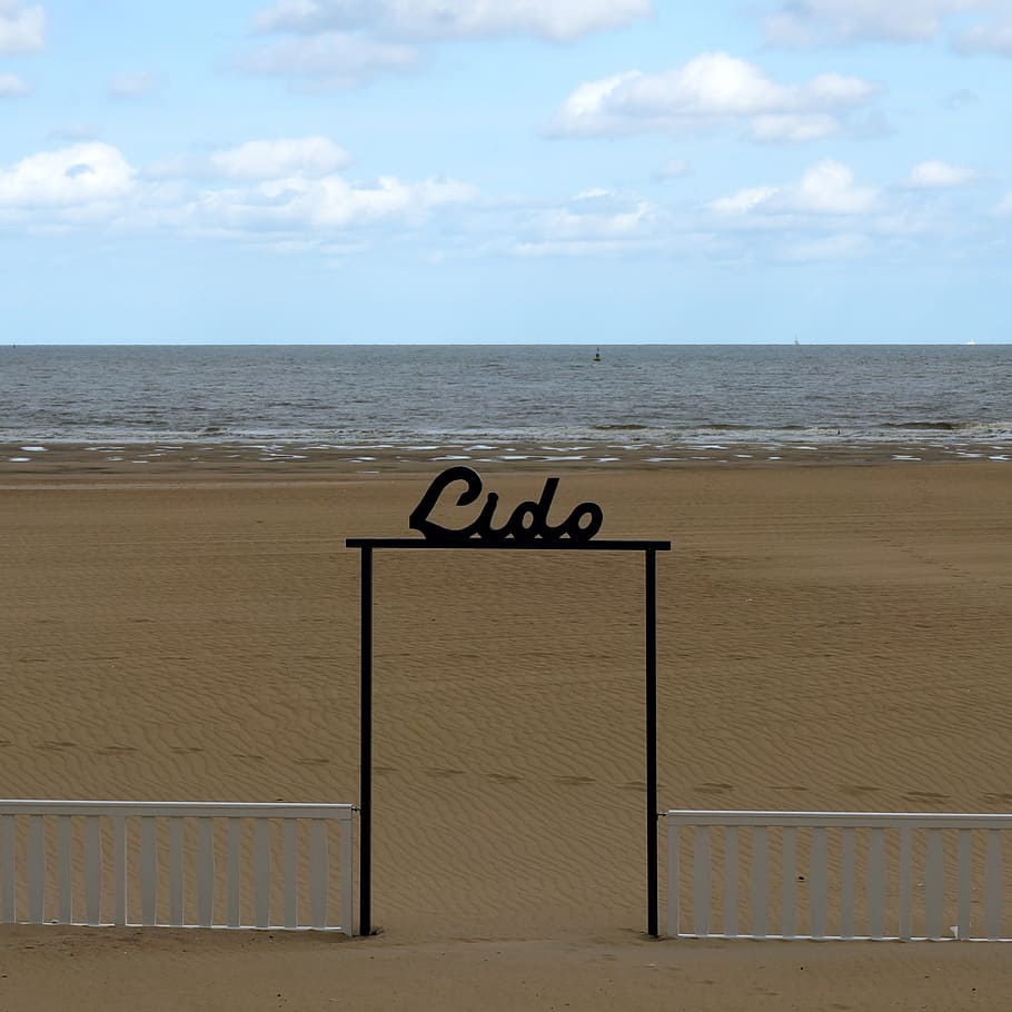 beaches, lido, the north sea, side, door, beach, sand, sea, sign, text