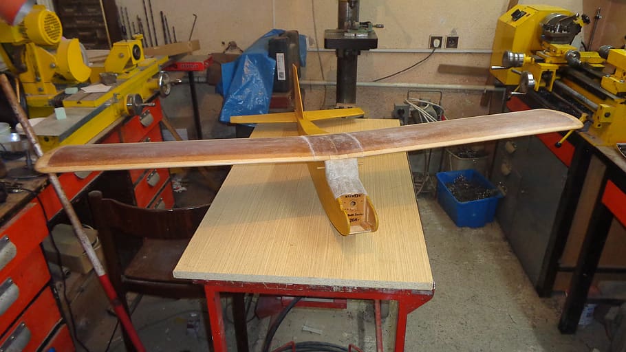 aircraft, model, workshop, wood - material, work tool, working, industry, indoors, occupation, equipment