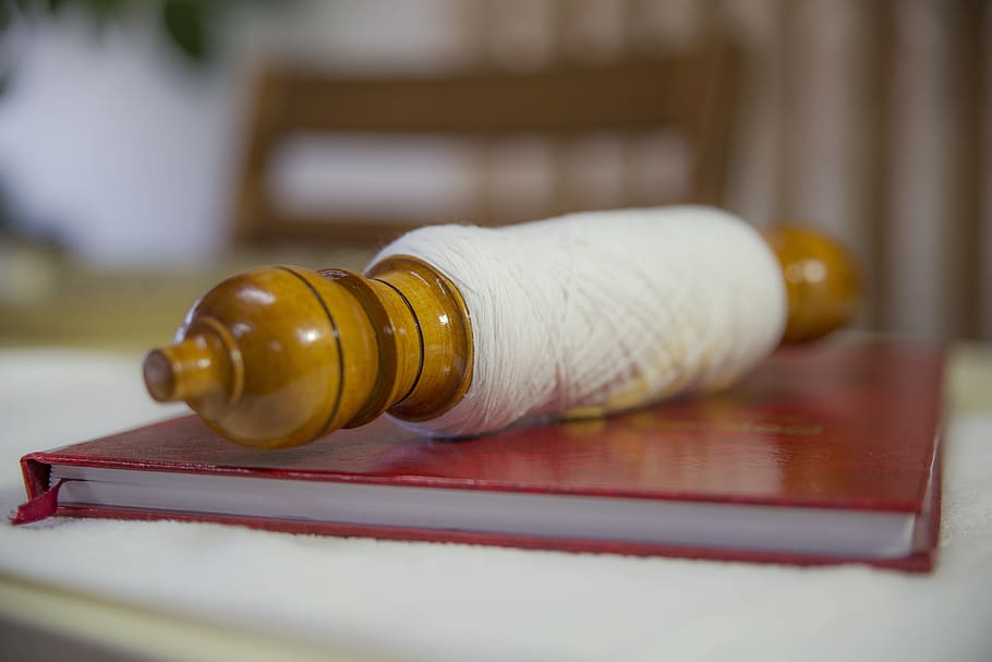 pirith nool, holy thread, thread, ball, wood - material, indoors, law, justice - concept, table, close-up