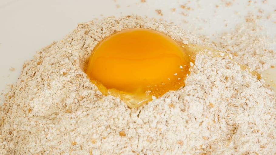 shallow, focus photography, egg yolk, beige, grain, shallow focus, photography, egg, flour, whole wheat