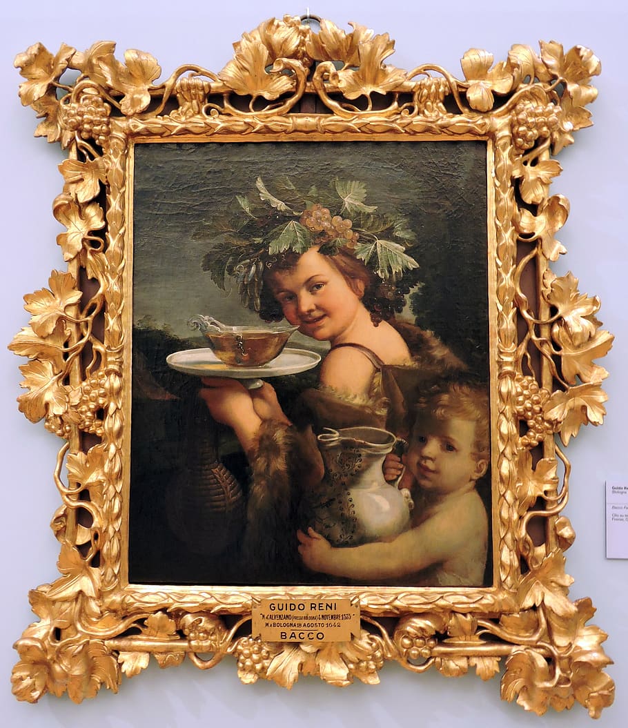 bacchus, child, the framework, guido reni, florence, palatine gallery, art, painting, one person, indoors