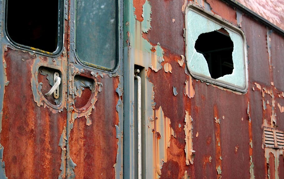 wagon, trains, railway station, railway, old, rusted, train, transport, wreck, railway carriages
