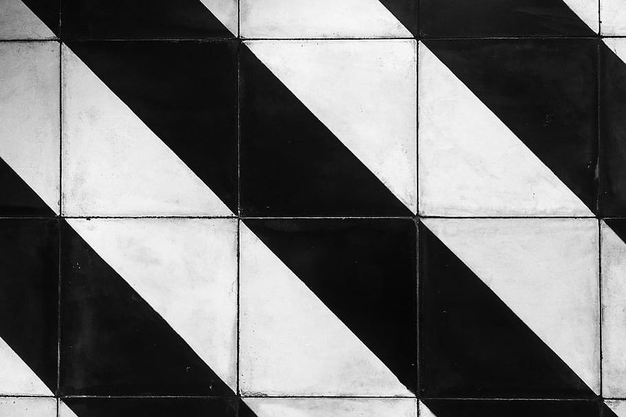 hitam dan putih, garis-garis, pola, ubin, tekstur, Arsitektur, struktur yang dibangun, bingkai penuh, latar belakang, bentuk geometris