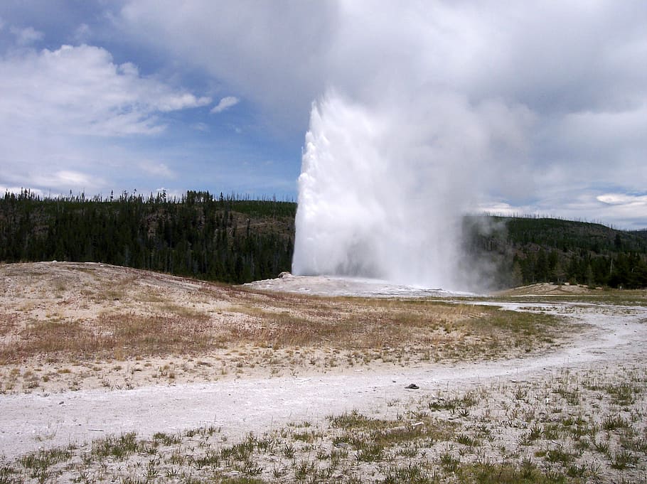 old, faithful, geyser, yellowstone, national, park, Old Faithful Geyser, Yellowstone National Park, Wyoming, landscape
