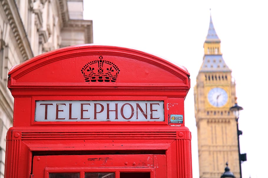 big, ben, clock, england london, cabin, phone booth, red, big ben, the clock tower, london