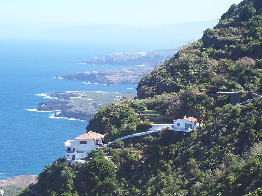 Tenerife, Canary Islands, Landscape, nature, architecture, building exterior, built structure, sea, mountain, house