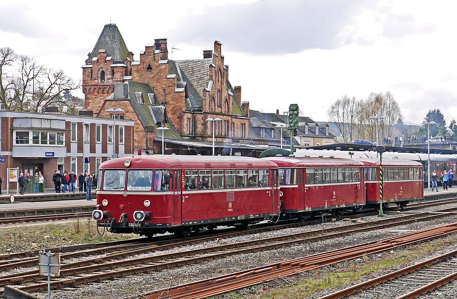 철도 버스, 세 부분으로, vt98, 기차역, 게롤 슈타인, eifel, 피 토르 스크, headstrong, 기차, 철도