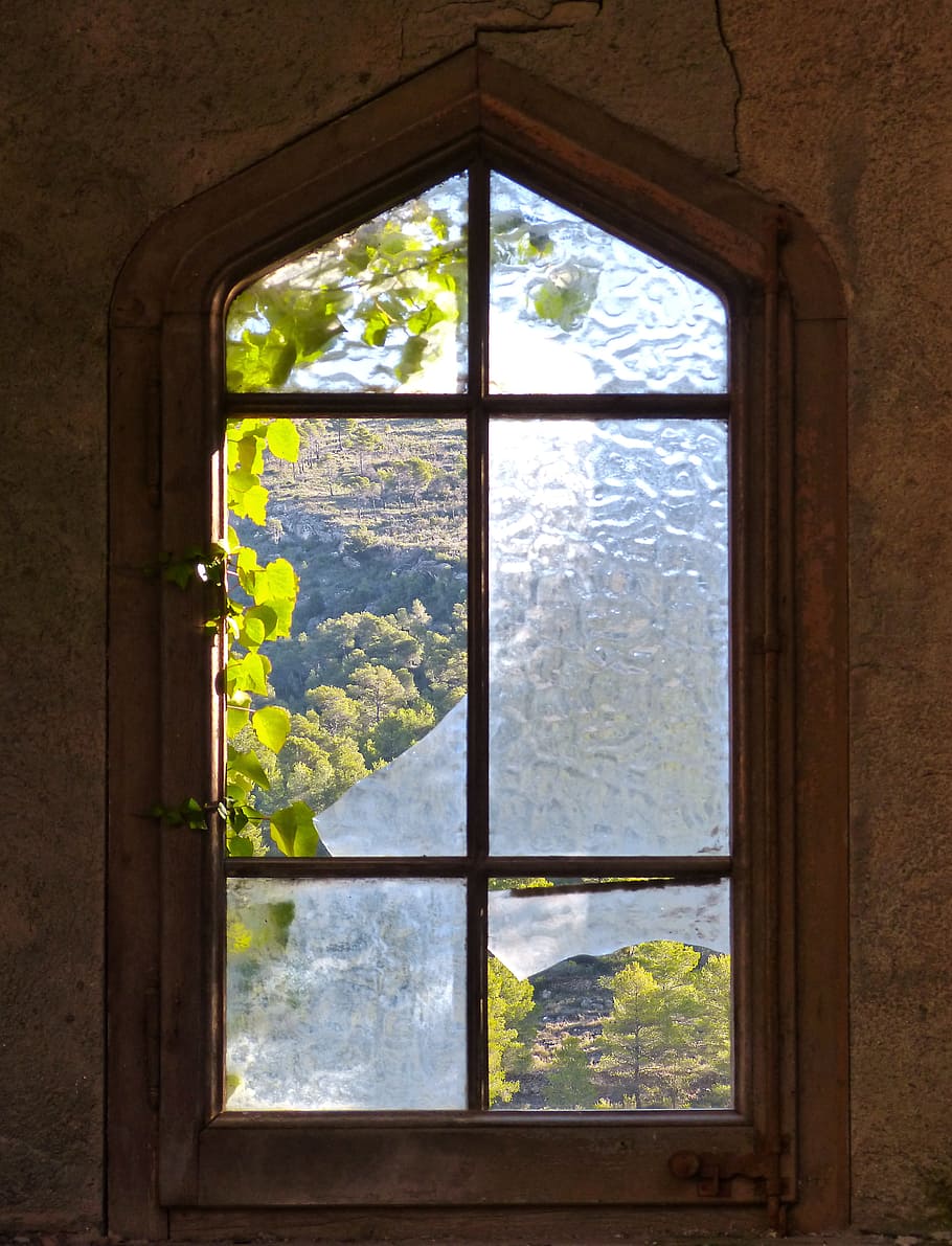 Window, Old, Broken Glass, window broken, abandonment, ruin, indoors, day, architecture, looking through window