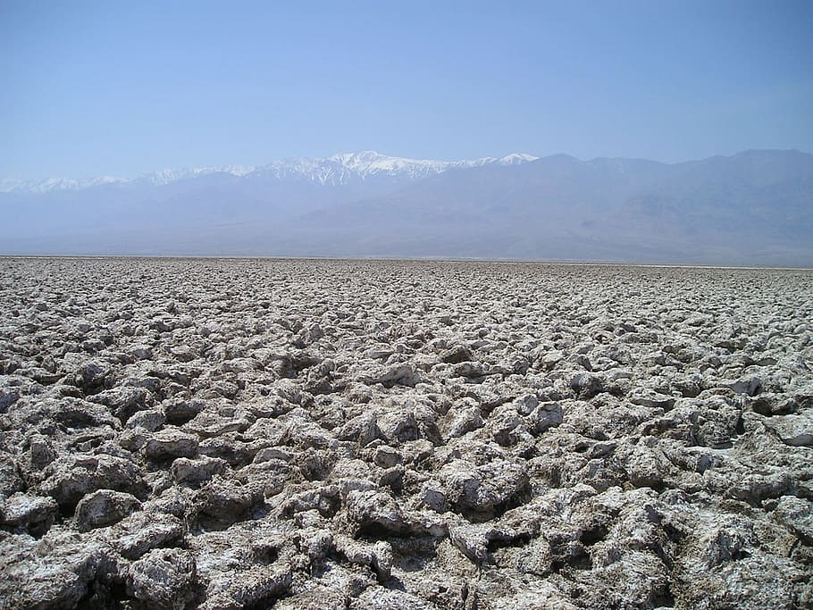 gray, stones, salt lake, usa, death valley, desert, dry, salt, dead, hot