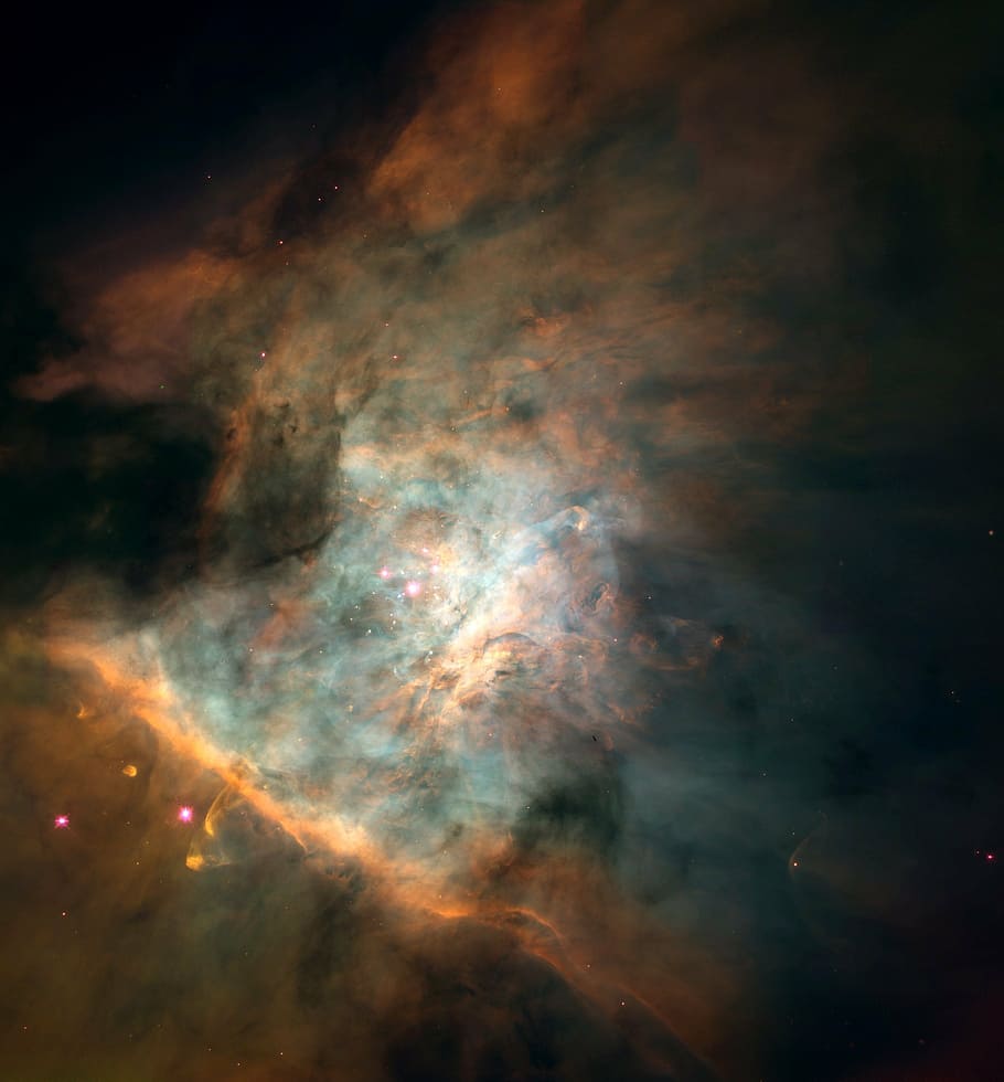 brown, green, galaxy, orion nebula, emission nebula, constellation orion, m 42, m 43, ngc 1976, ngc 1982