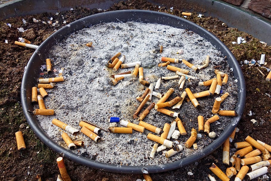 smoking, ash, ash tray, public ash tray, cigarette, cigarette butt, butts, cigarette butts litter, stub, nicotine