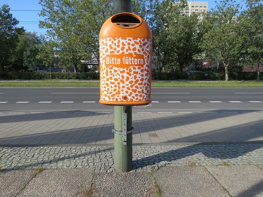 garbage can, please, feed, zoo, berlin, capital, clean, bsr, the berlin city cleaning, cleaning