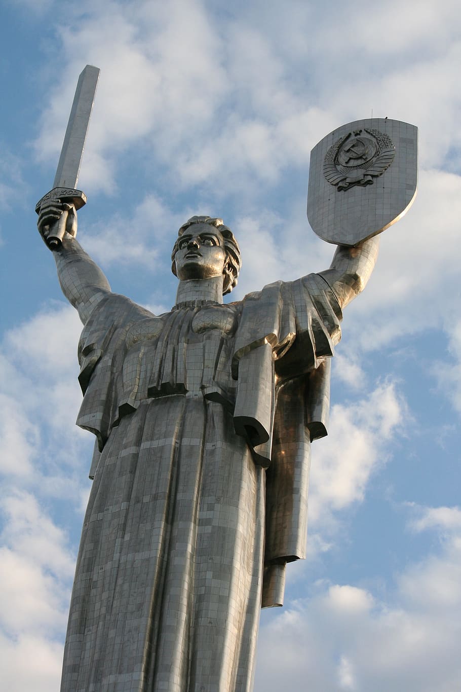 mother motherland, monument, kiev, birthplace, sculpture, sword, height, blue sky, ukraine, shield