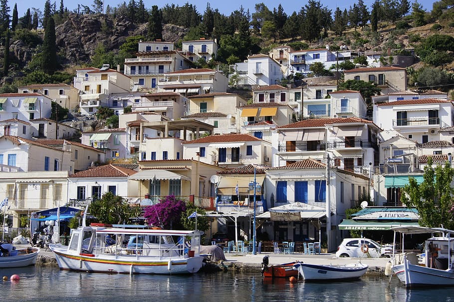 grécia, ilha, barcos, verão, viagem, férias, grego, mediterrâneo, embarcação náutica, transporte