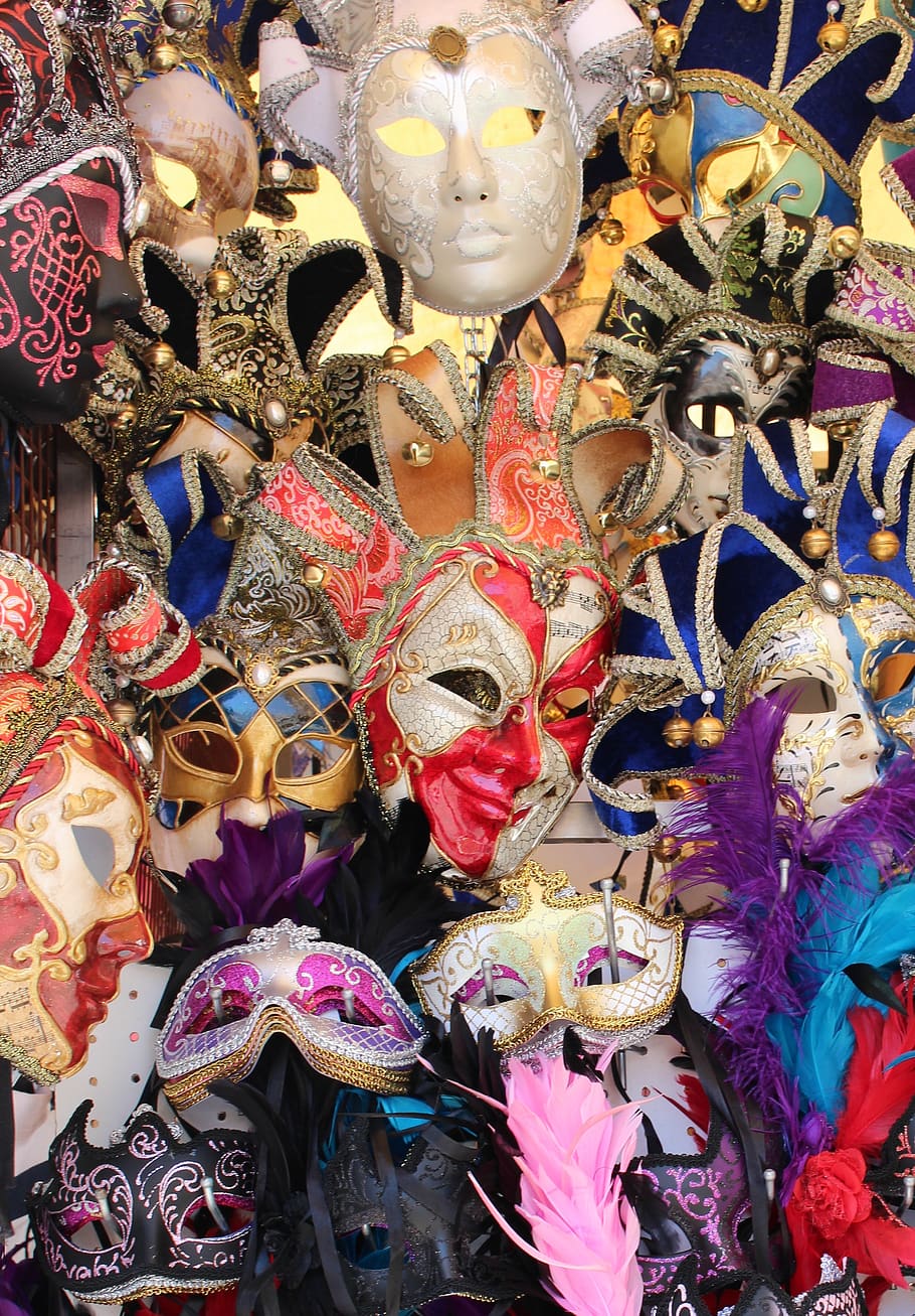 venecia, máscaras, carnaval, misterioso, carneval, fantasía, cara, ornamento, mascarada, diversión