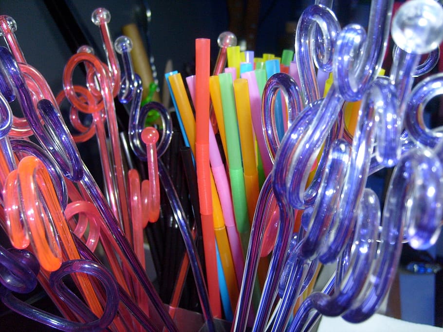 straw, straws, plastic, bar, cocktail, drinks, sip, large group of objects, multi colored, close-up