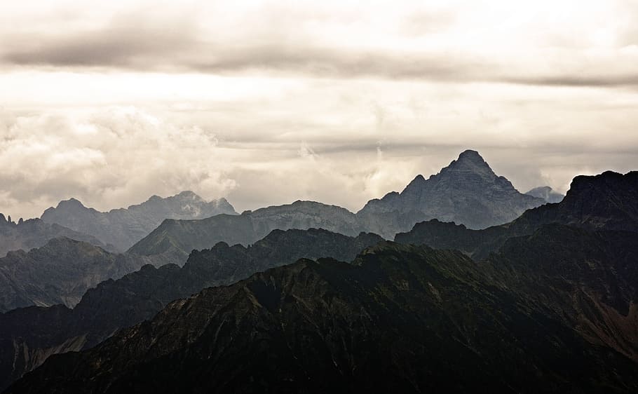 ロッキーマウンテン, 山, 気分, 風景, 雲, 空, 高山, hochvogel, 雰囲気, 自然