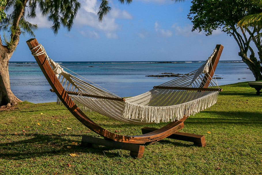 hammock, trees, daytime, Tropical, Sea, Resort, sea, resort, beach, relaxation, outdoors