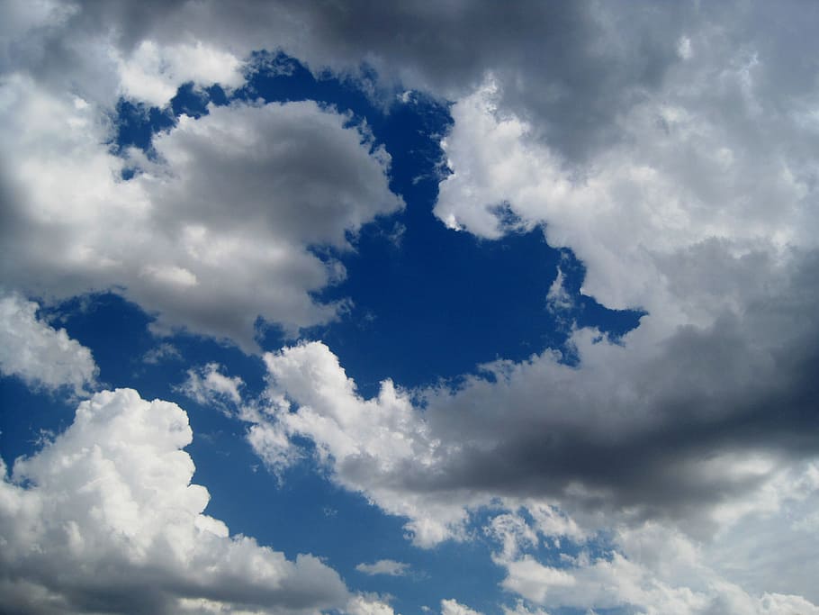 awan, putih, halus, biru, langit, berawan, hari, cuaca, atmosfer, udara