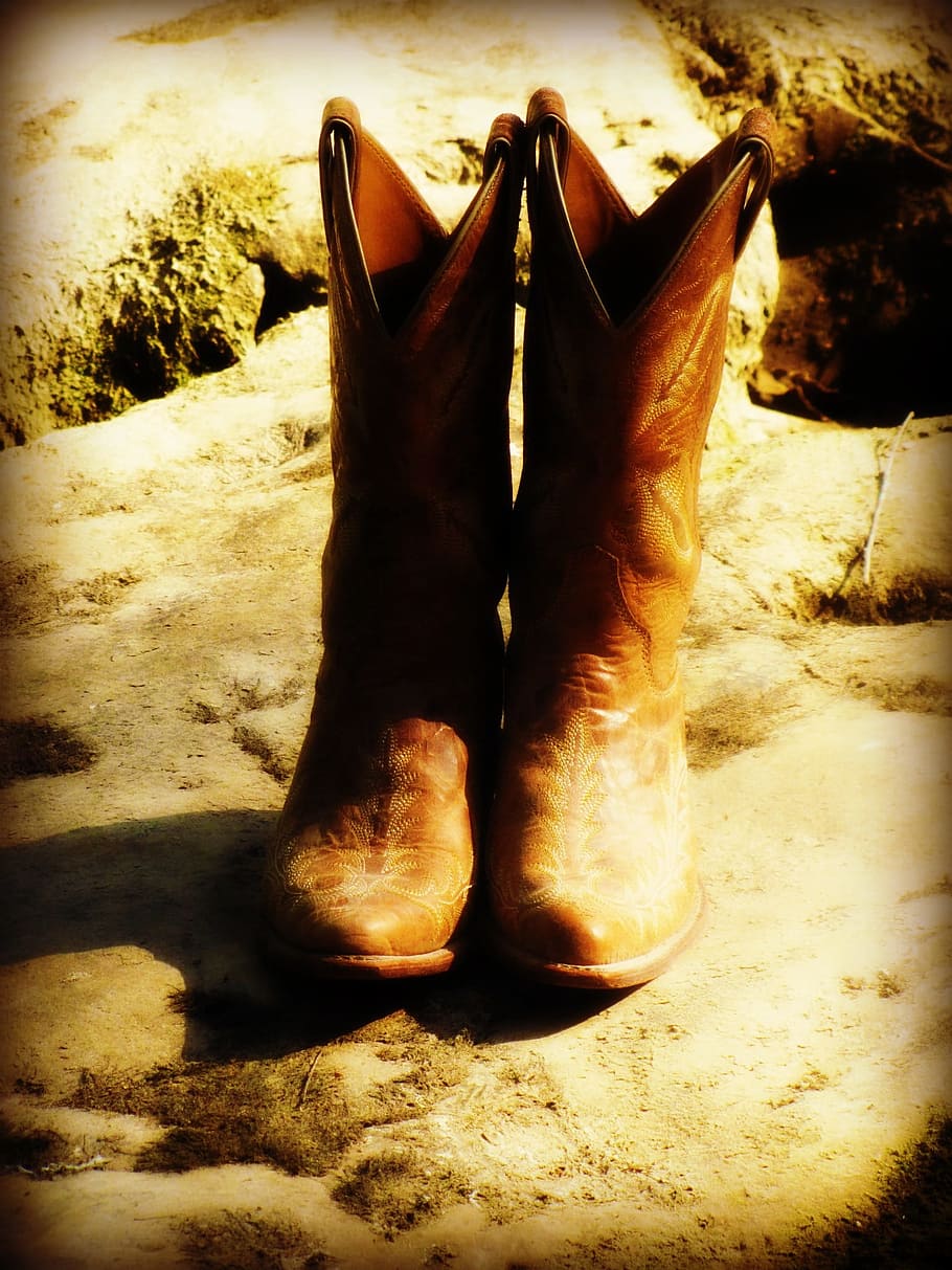 pair, brown, cowboy boots, boots, cowboy, cowgirl, country, western, fashion, comfortable