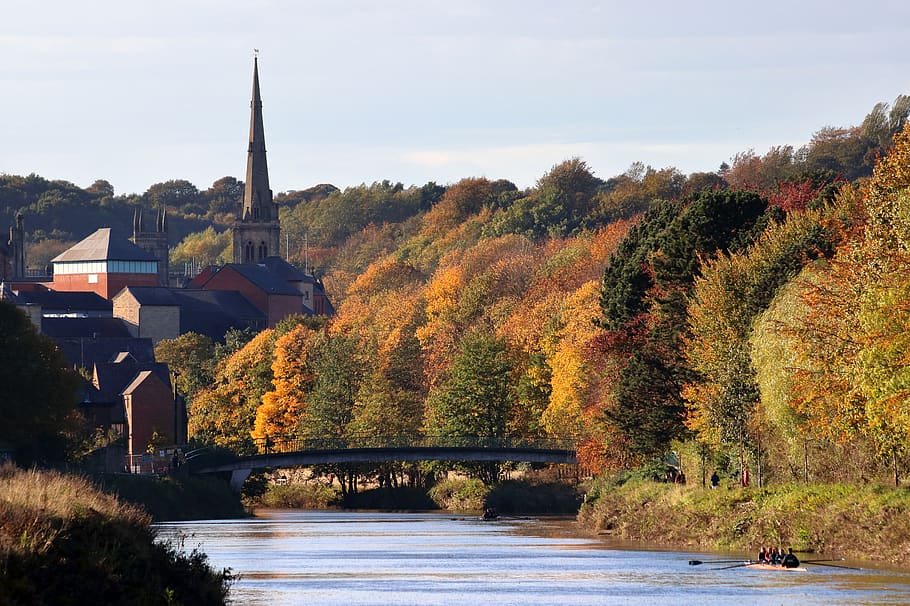 durham, autumn, england, uk, river wear, colours, landscape, fall, leaves, seasons