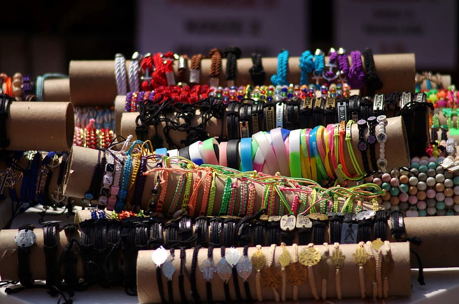Bracelet, Colors, Booth, Stall, Bands, buying, jewelry, holidays, summer, bazaar