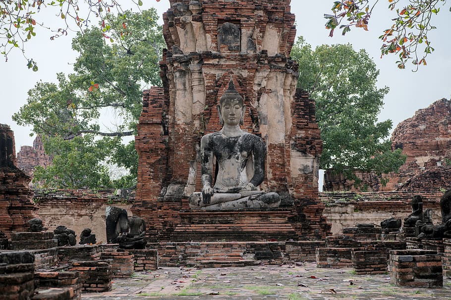 thailand, ayutthaya, reruntuhan, sejarah, kuil-kuil tua, Arsitektur, tempat beribadah, agama, struktur yang dibangun, kepercayaan
