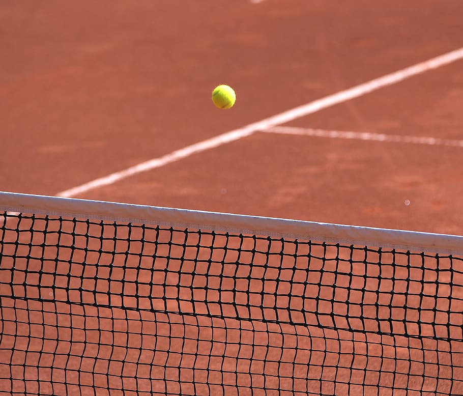tennis, tennis court, clay court, web, ball, tennis ball, sport, court, tennis net, net - sports equipment