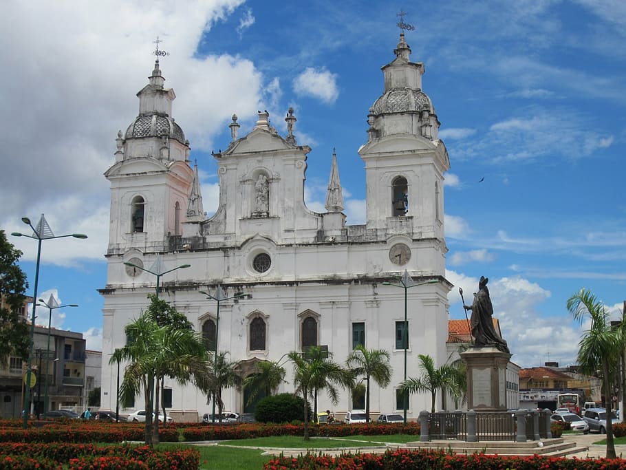 belem, brazil, cathedral, old town, main square, museums nearby, architecture, building exterior, built structure, sky