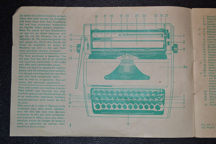 typewriter, old school, vintage, old, instructions, design, poster, communication, green color, text