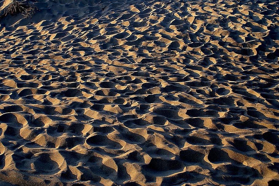 sand, shadows, invoice, footprints, lighting, afternoon, warm light, on the beach, the baltic sea, shapes