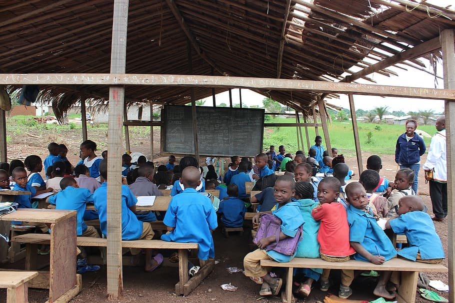 children studying, Education, Africa, school, large group of people, sitting, crowd, people, group of people, adult