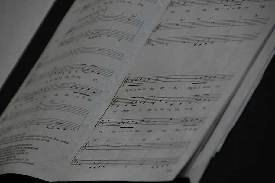 music, music stand, song, singing, entertainment, concert, singin in the rain, sheet Music, classical Music, musical Note