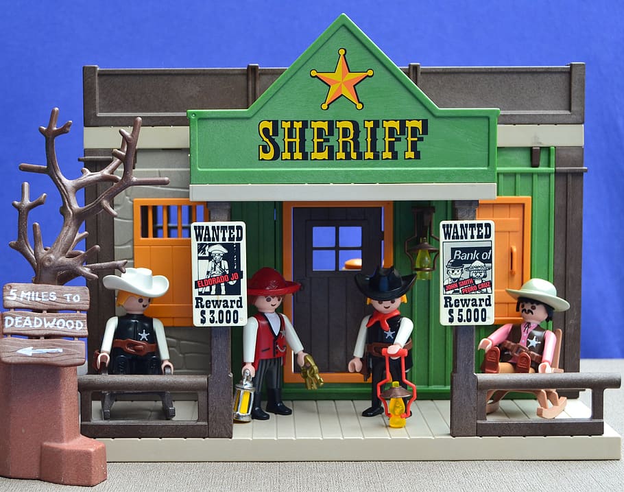 sheriff, headquarter, vector art, playmobil, western, usa, cowboys, toys, figures, america