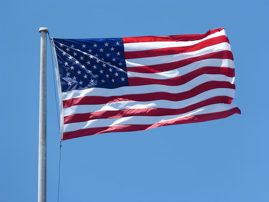 bendera amerika, bendera melambai, 4, patriotik, amerika serikat, bendera amerika melambai, bendera, patriotisme, bergaris-garis, biru