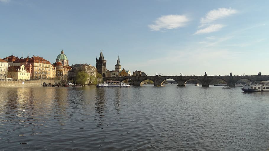 プラハ, ヴルタヴァ川, 橋, 建築, 造られた構造, 水, 建物の外観, 橋-人工の構造, 都市, 旅行の目的地