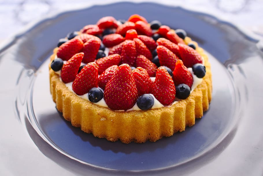 pie, strawberry fruits, Strawberries, Cake, Blueberries, Fruits, dessert, food, sweet food, food and drink