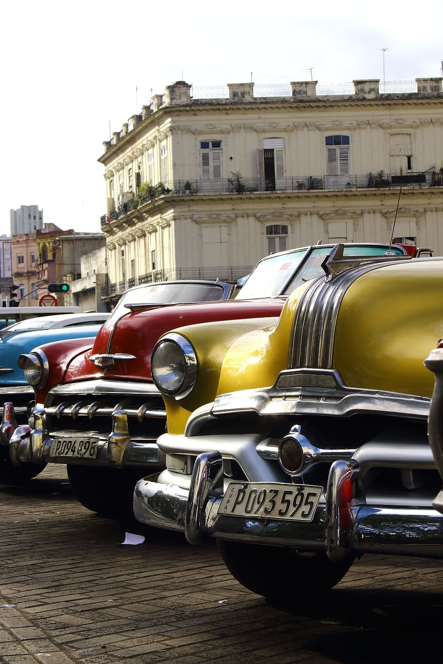 차량 공원, 앞, 건물, 시보레, 쿠바, 하바나, 교통 수단, 차, 자동차, 교통